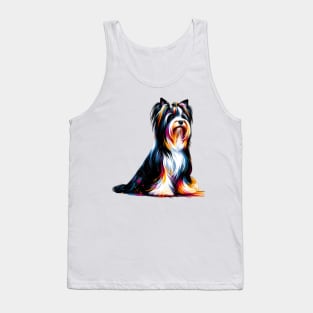 Elegant Biewer Terrier in Colorful Splash Art Style Tank Top